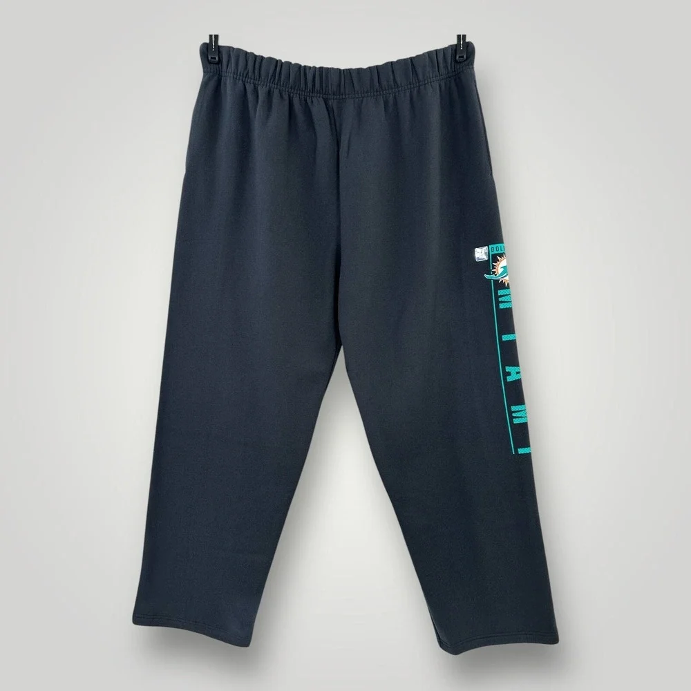 Miami Dolphins NFL Team Apparel Sweatpants Mens 3XL Black‎ Graphic Print 42x34